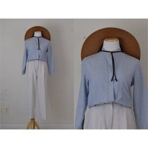 Vintage 80s Striped Poly/Cotton‎ Womens Shirt size 10